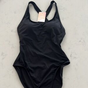 Andie Tulum Swimsuit Black Criss Cross Back One Piece Small